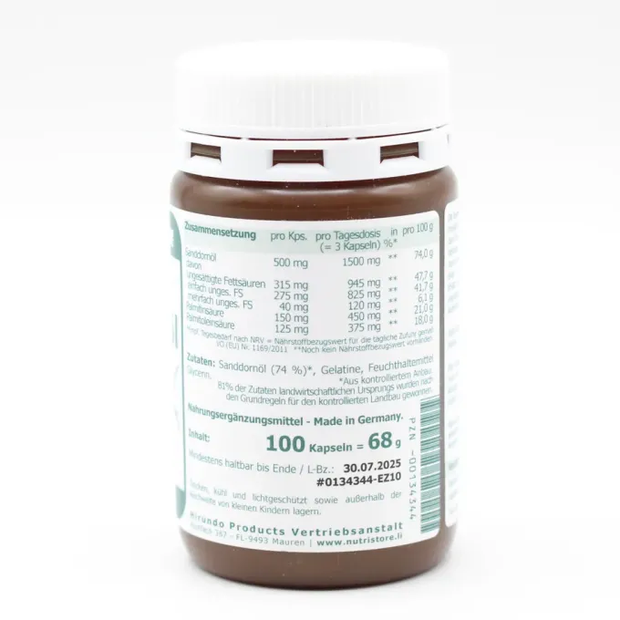 OMEGA 7 Sanddornöl 500 mg Bio Kapseln 100 Stück