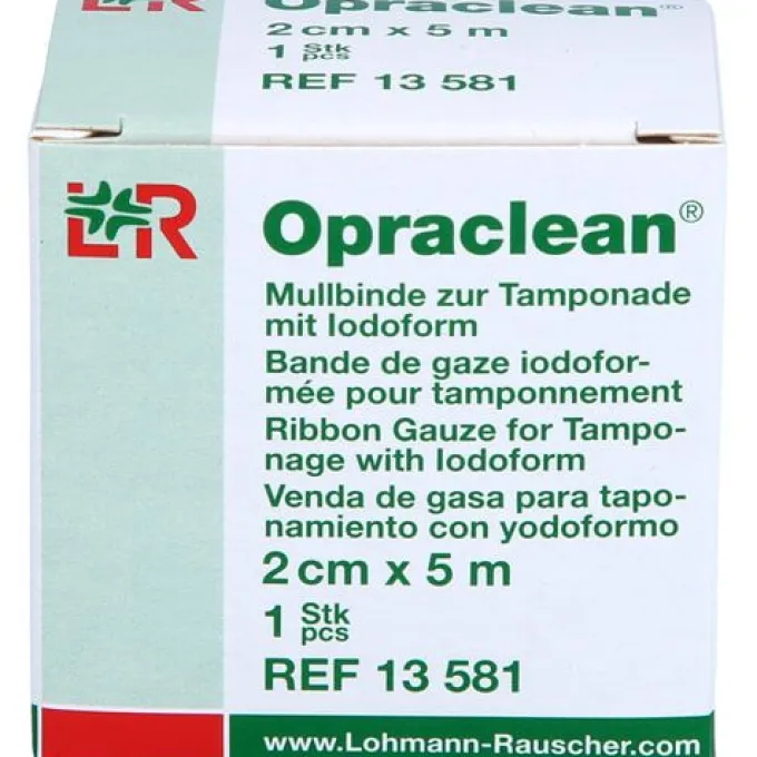 OPRACLEAN Mullbinde z.Tampon.m.Jodoform 2 cmx5 m 1 St