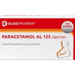 Paracetamol AL 125 Zäpfchen lindern Fieber & Schmerzen bei Säuglingen und Kleinkindern – gut verträglich & einfach anzuwenden. 10 St