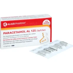 Paracetamol AL 125 Zäpfchen lindern Fieber & Schmerzen bei Säuglingen und Kleinkindern – gut verträglich & einfach anzuwenden. 10 St
