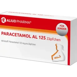 Paracetamol AL 125 Zäpfchen lindern Fieber & Schmerzen bei Säuglingen und Kleinkindern – gut verträglich & einfach anzuwenden. 10 St