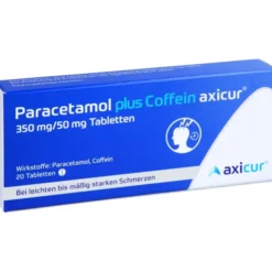 PARACETAMOL plus Coffein axicur 350 mg/50 mg Tabl. 20 St