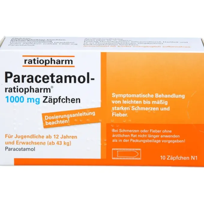 PARACETAMOL-ratiopharm 1.000 mg Zäpfchen 10 St