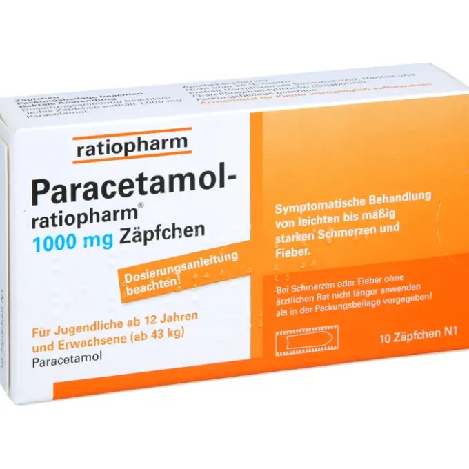 PARACETAMOL-ratiopharm 1.000 mg Zäpfchen 10 St