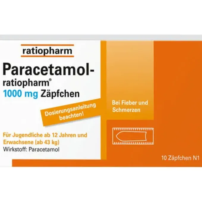 PARACETAMOL-ratiopharm 1.000 mg Zäpfchen 10 St