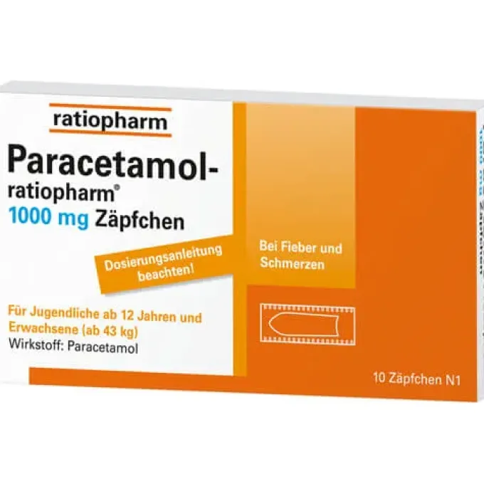 PARACETAMOL-ratiopharm 1.000 mg Zäpfchen 10 St