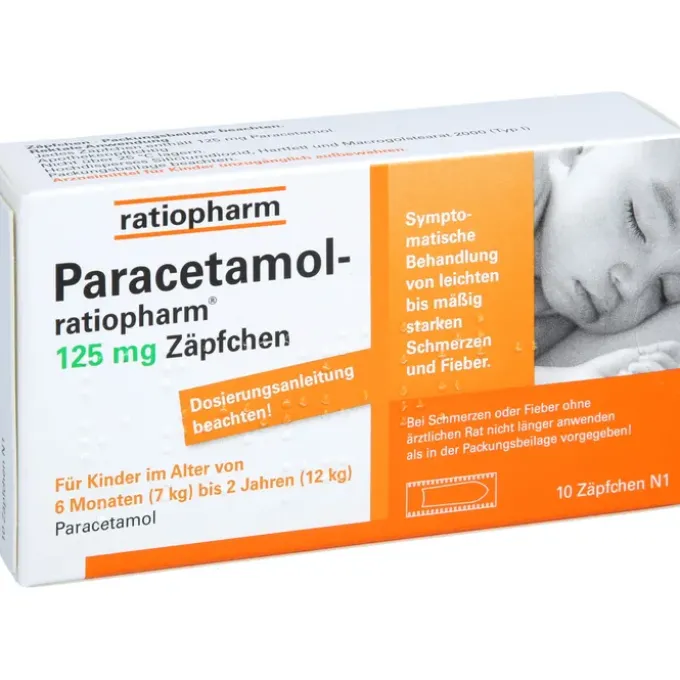 PARACETAMOL-ratiopharm 125 mg Zäpfchen 10 St