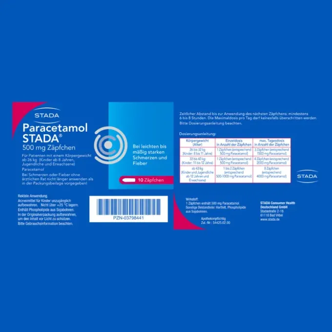 PARACETAMOL STADA 500 mg Zäpfchen 10 St
