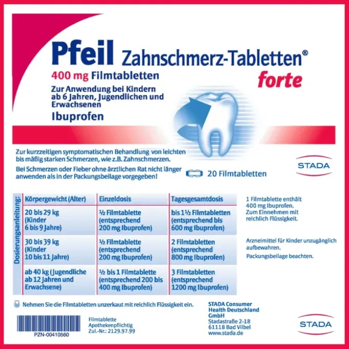 PFEIL Zahnschmerz-Tabletten forte Filmtabletten 20 St