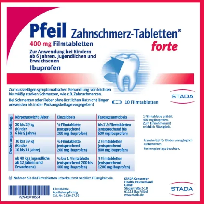 PFEIL Zahnschmerz-Tabletten forte Filmtabletten 10 St