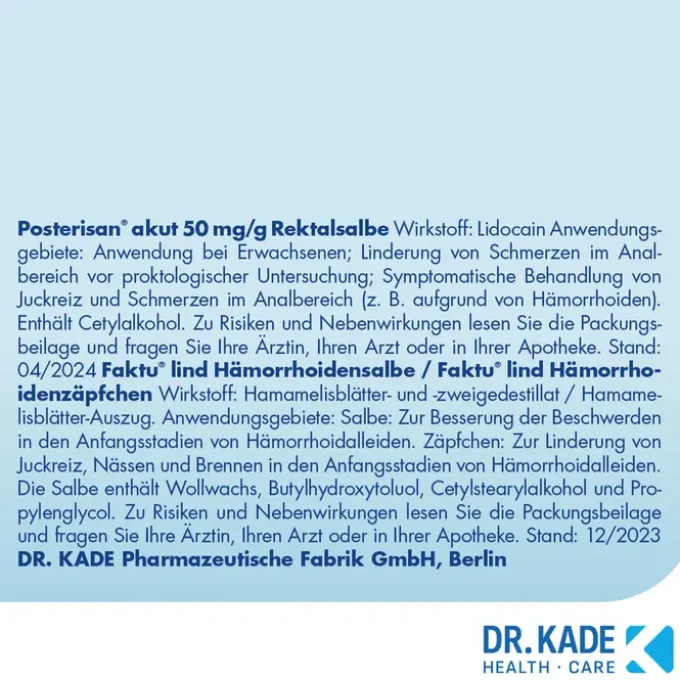 POSTERISAN akut 50 mg/g Rektalsalbe 25 g