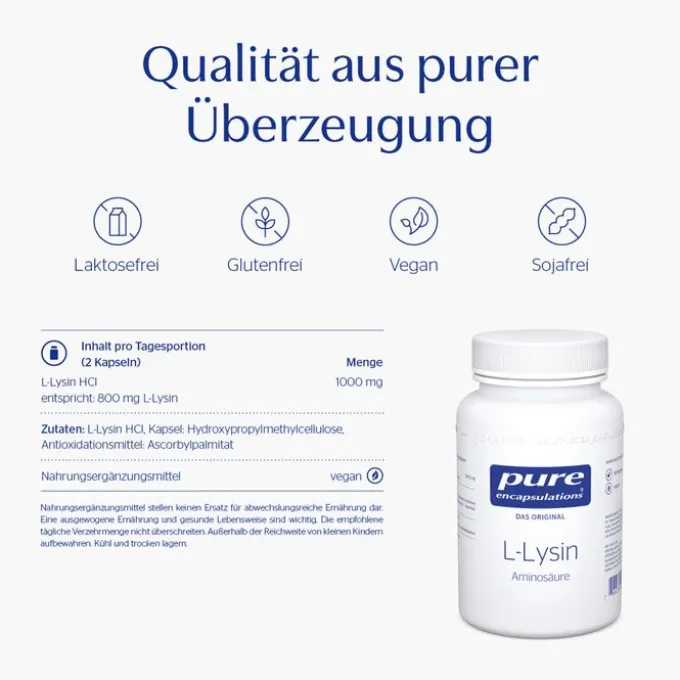 PURE ENCAPSULATIONS L-Lysin Kapseln 90 Stück