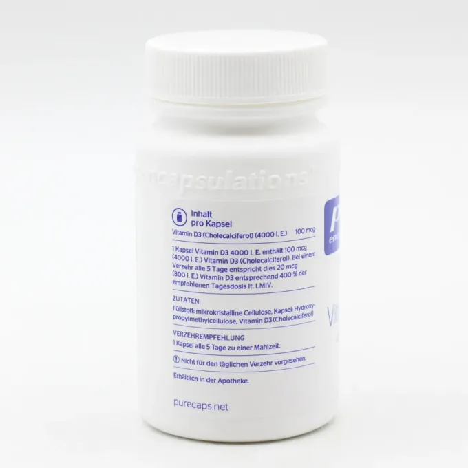 PURE ENCAPSULATIONS Vitamin D3 4000 I.E. Kapseln 60 Stück