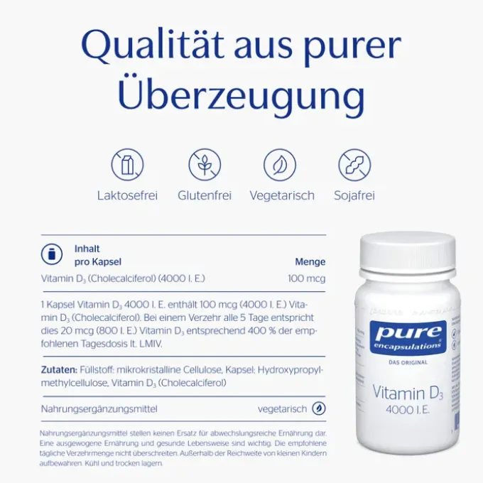PURE ENCAPSULATIONS Vitamin D3 4000 I.E. Kapseln 30 Stück