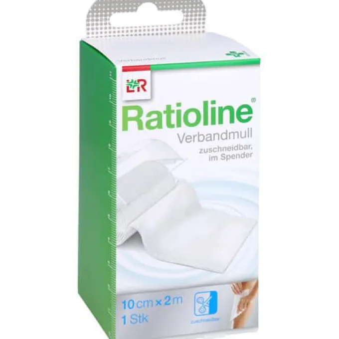 RATIOLINE acute 10 cmx2 m Verbandmull gerollt 1 St