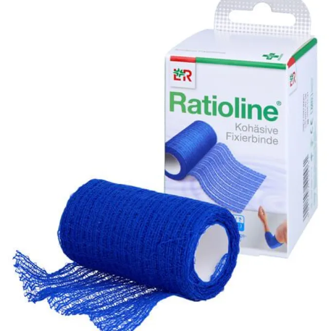 RATIOLINE acute Fixierbinde kohäsiv 8 cmx4 m blau 1 St
