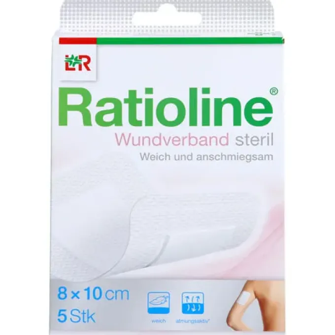 RATIOLINE Wundverband 10x8 cm steril 5 St