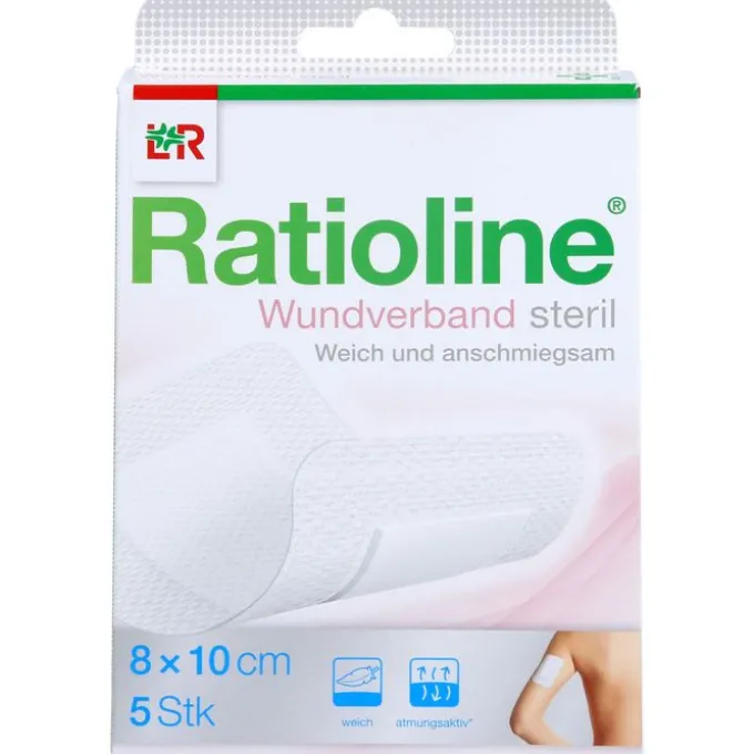 RATIOLINE Wundverband 10x8 cm steril 5 St