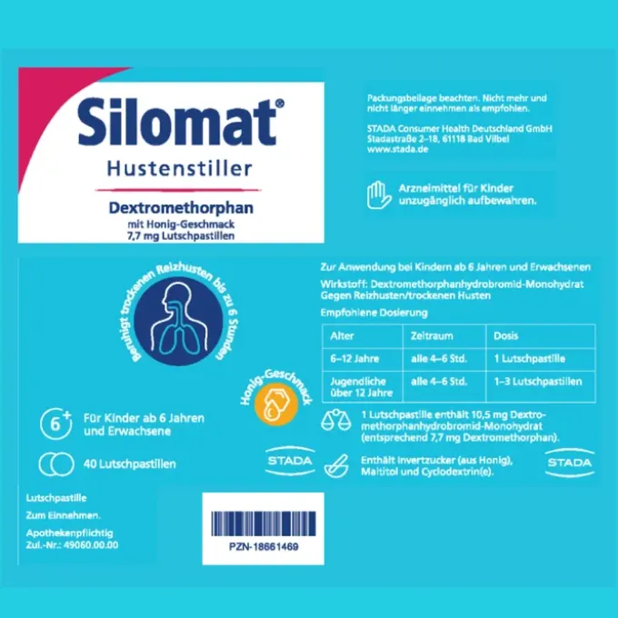 SILOMAT Hustenstiller DMP m.Honig-Geschm.7,7mg LUP 40 St