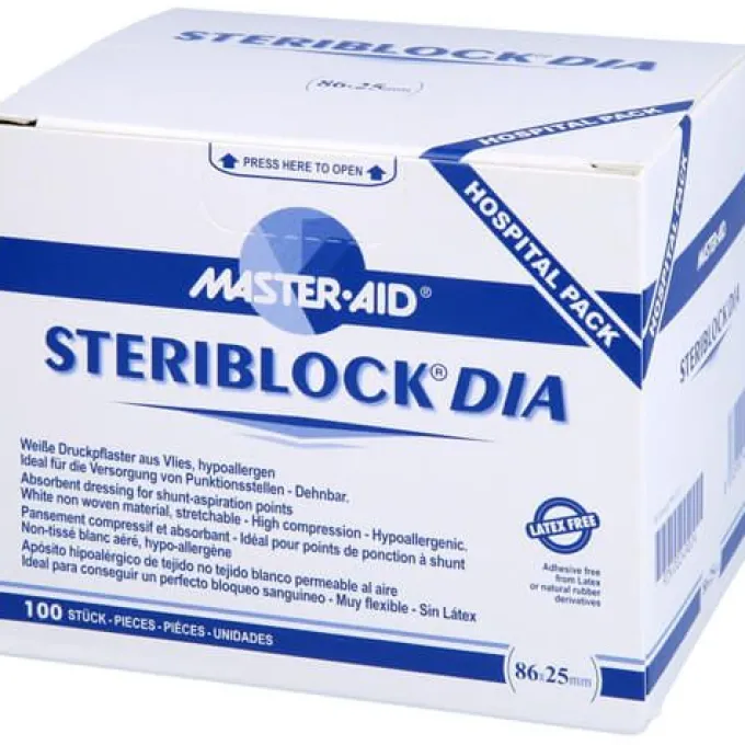 STERIBLOCK DIA 25x86 mm Kompressionspfl.ster.weiß 100 St