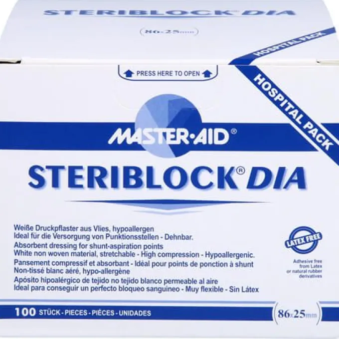 STERIBLOCK DIA 25x86 mm Kompressionspfl.ster.weiß 100 St