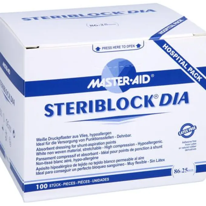 STERIBLOCK DIA 25x86 mm Kompressionspfl.ster.weiß 100 St