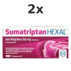 SUMATRIPTAN HEXAL bei Migräne 50 mg Tabletten Set 2x2St