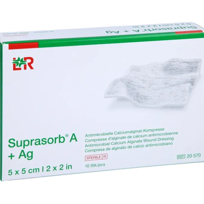 SUPRASORB A+Ag Antimik.Cal.Alginat Kompr.5x5 cm 10 St