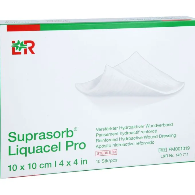 SUPRASORB Liquacel Pro 10x10 cm Kompressen 10 St