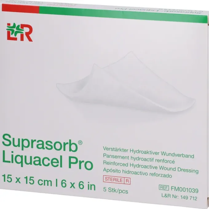 SUPRASORB Liquacel Pro 15x15 cm Kompressen 5 St
