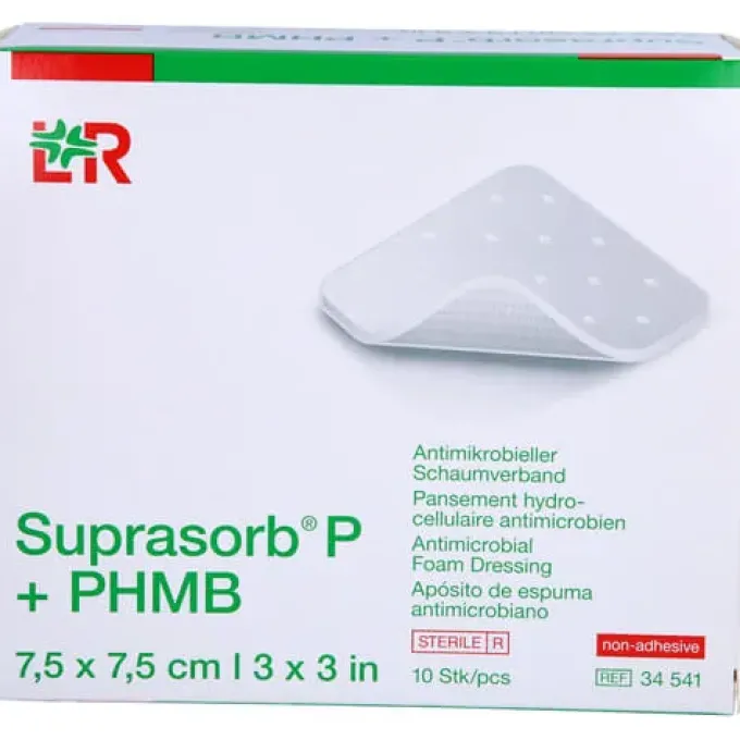 SUPRASORB P+PHMB Schaumverband 7,5x7,5 cm 10 St