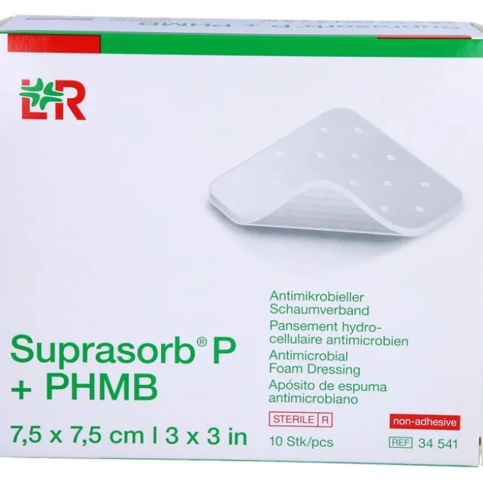 SUPRASORB P+PHMB Schaumverband 7,5x7,5 cm 10 St
