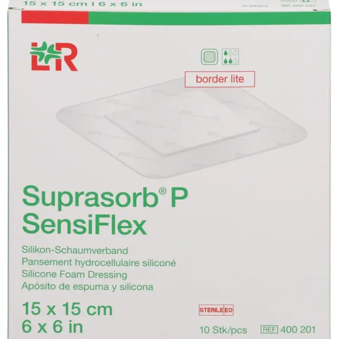 SUPRASORB P SensiFlex border lite 15x15cm 10 St