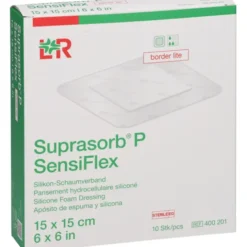 SUPRASORB P SensiFlex border lite 15x15cm 10 St