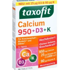TAXOFIT Calcium 950+D3+K Tabletten 30 Stück