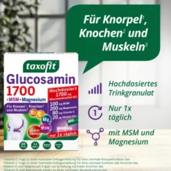 TAXOFIT Glucosamin 1700+MSM+Magnesium Sticks 20X4 g