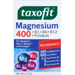 TAXOFIT Magnesium 400+B1+B6+B12+Folsäure Tabletten 45 Stück