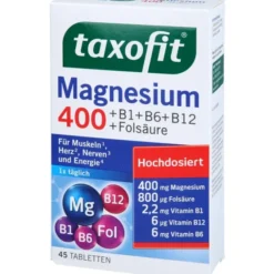 TAXOFIT Magnesium 400+B1+B6+B12+Folsäure Tabletten 45 Stück