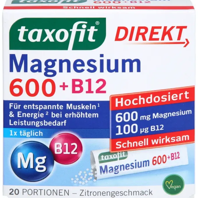 TAXOFIT Magnesium 600+B12 Direkt Granulat 20 Stück