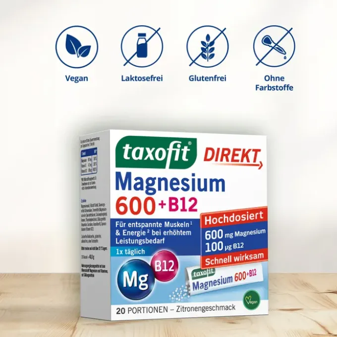 TAXOFIT Magnesium 600+B12 Direkt Granulat 20 Stück