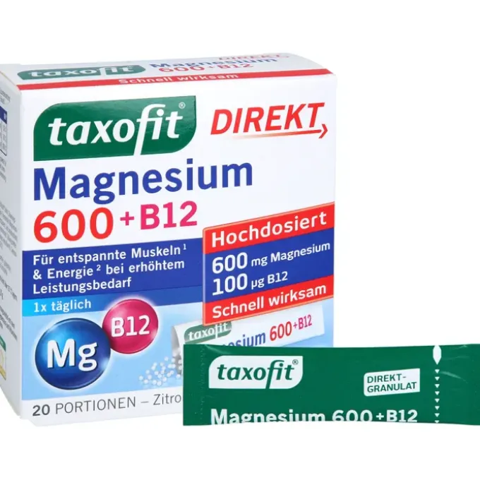 TAXOFIT Magnesium 600+B12 Direkt Granulat 20 Stück