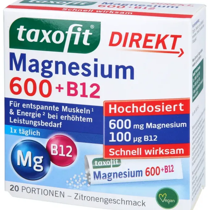 TAXOFIT Magnesium 600+B12 Direkt Granulat 20 Stück