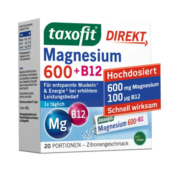 TAXOFIT Magnesium 600+B12 Direkt Granulat 20 Stück