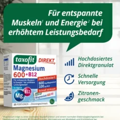 TAXOFIT Magnesium 600+B12 Direkt Granulat 20 Stück