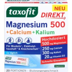 TAXOFIT Magnesium 500+Calcium+Kalium Direkt Gran. 20 Stück