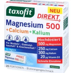 TAXOFIT Magnesium 500+Calcium+Kalium Direkt Gran. 20 Stück