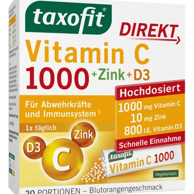 TAXOFIT Vitamin C 1000+Zink+D3 Direkt Granulat 20 Stück