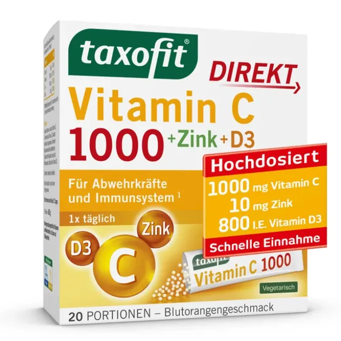 TAXOFIT Vitamin C 1000+Zink+D3 Direkt Granulat 20 Stück