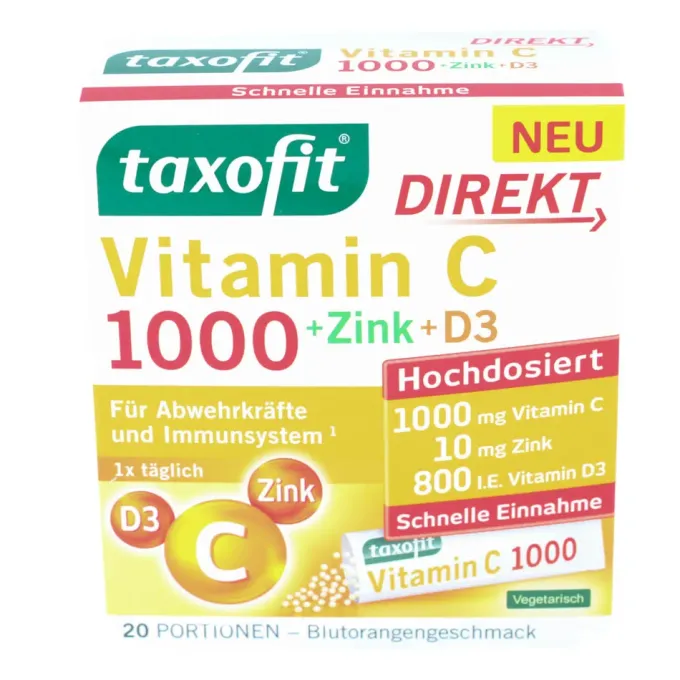 TAXOFIT Vitamin C 1000+Zink+D3 Direkt Granulat 20 Stück