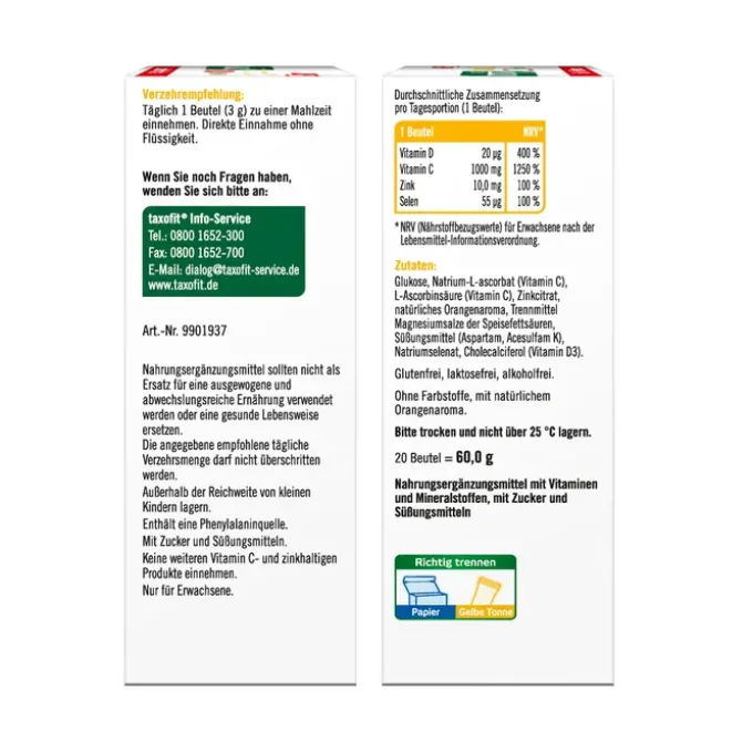 TAXOFIT Vitamin C 1000+Zink+D3 Direkt Granulat 20 Stück